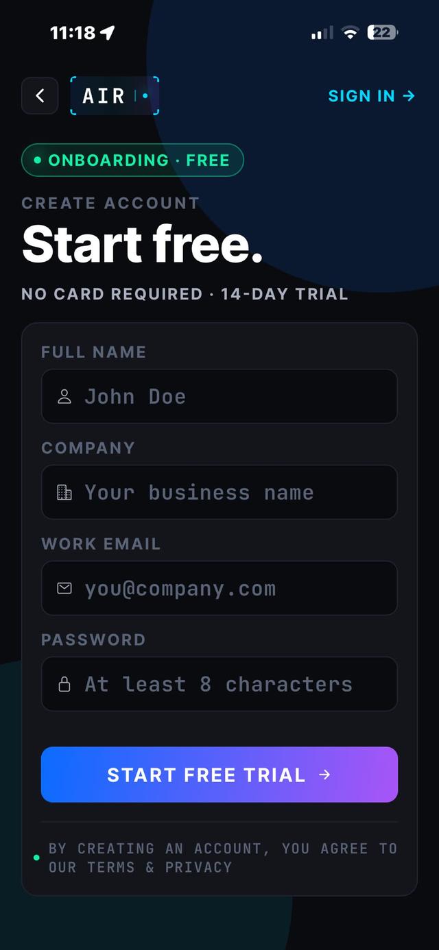 Crea Account